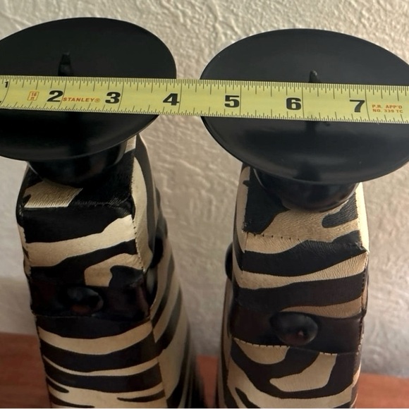 Pair of Zebra Pillar Candle Stands - Picture 8 of 11